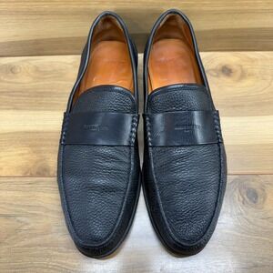 GIVENCHY Moc Toe Loafers Mens EU 43.5 US 10.5 Black Pebble Leather Dress Shoes